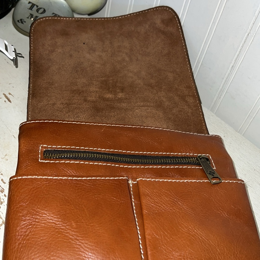 Patricia Nash Floral Tooled Leather Granada Crossbody Flap Bag (Brown) - Picture 7 of 10